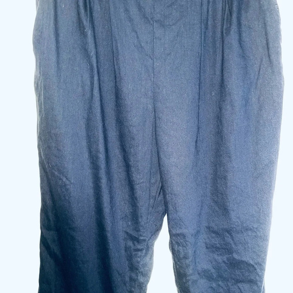 Leith Navy Blue Linen Blend High Rise Relaxed Fit Cropped Pants Large Women’s - Picture 5 of 14